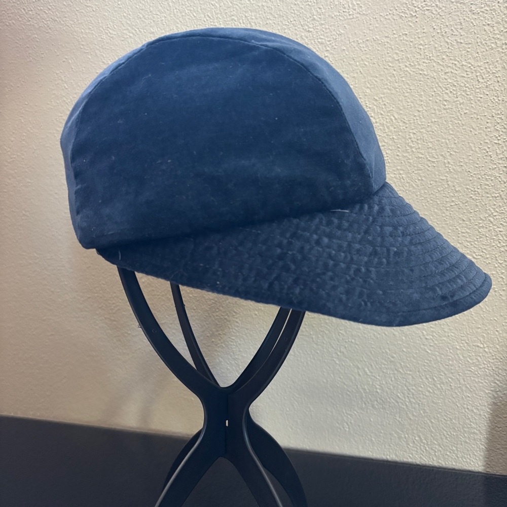 VTG 60s 70s Pappagallo Gatsby Bakerboy Cap Womens Dark Blue Velvet Velour Hat
